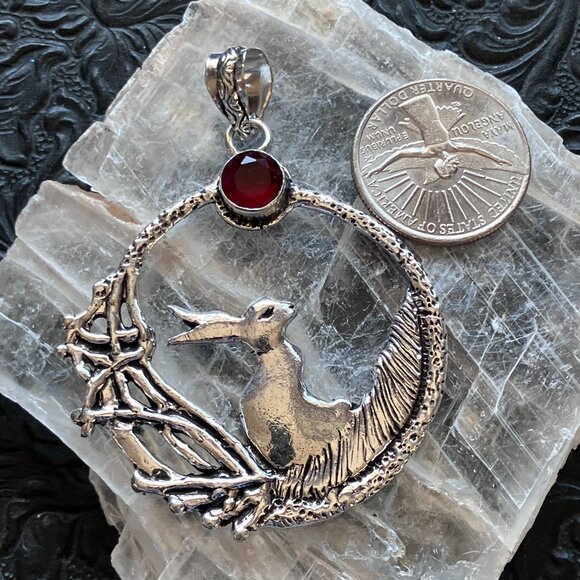 Bunny Rabbit with a Garnet Moon or Sun Crystal Pendant - Picture 6 of 6